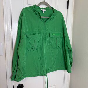 Green pullover rain jacket